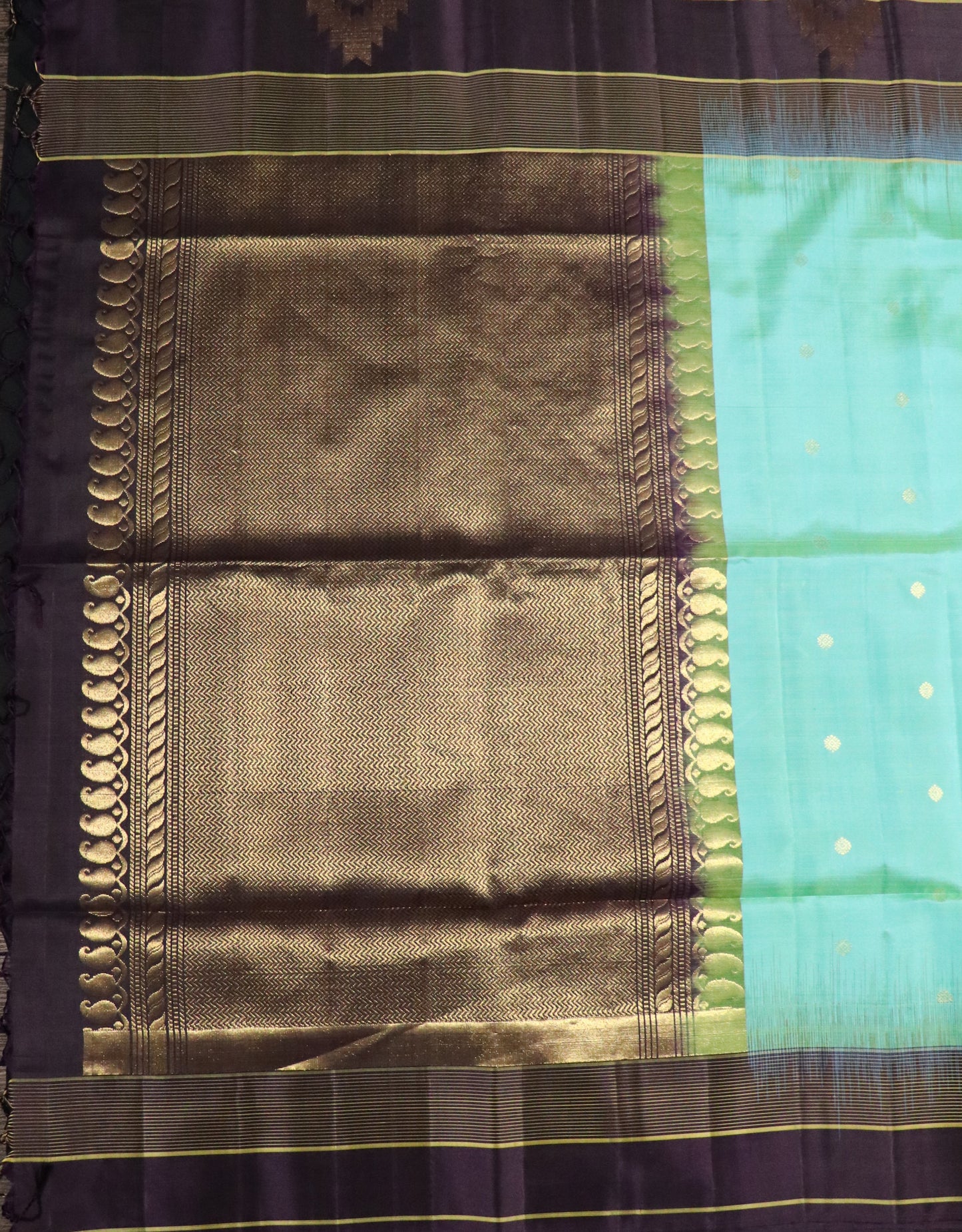 Soft Silk-Body-Turquoise Blue-Border and Pallu-Dark Blue