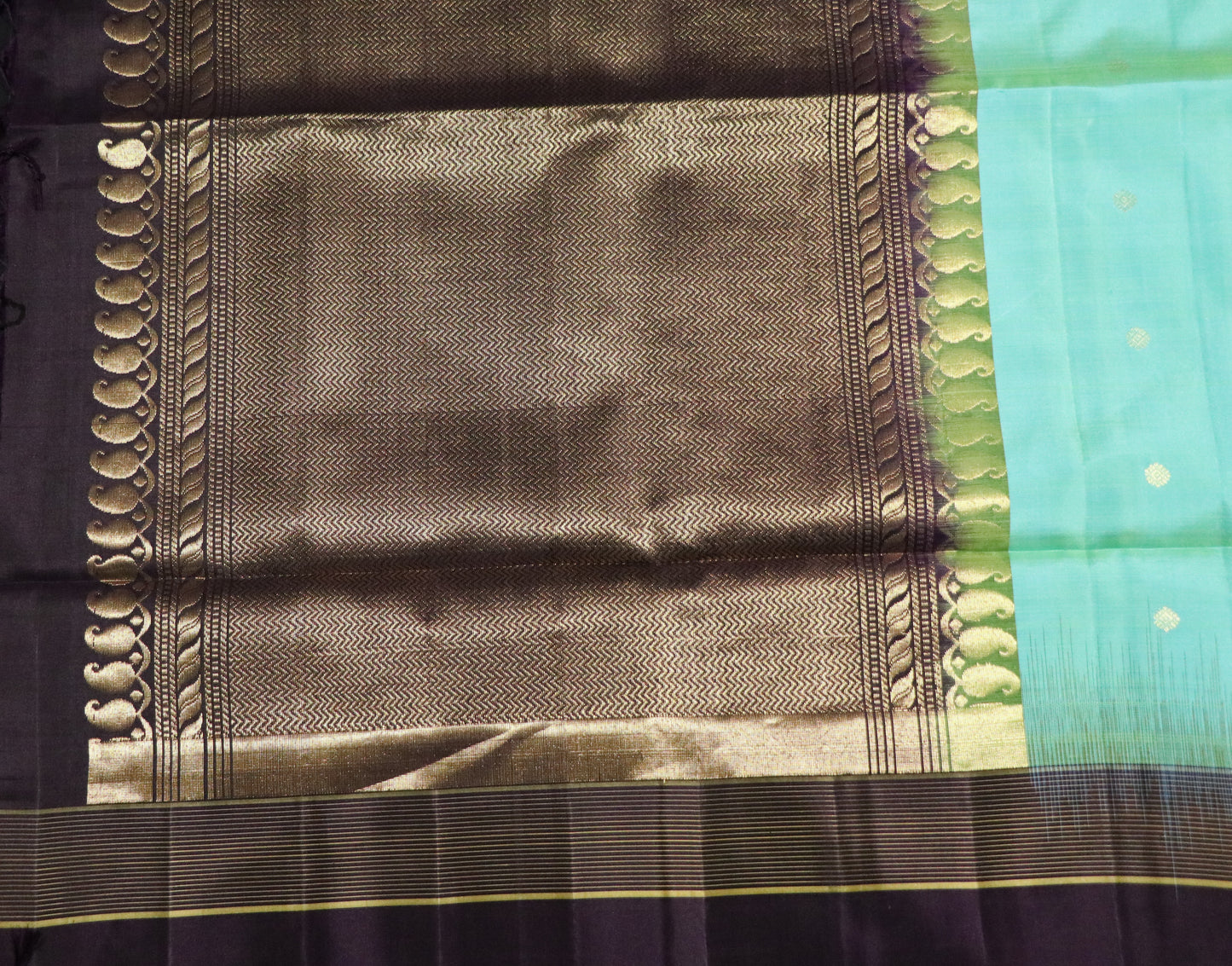 Soft Silk-Body-Turquoise Blue-Border and Pallu-Dark Blue