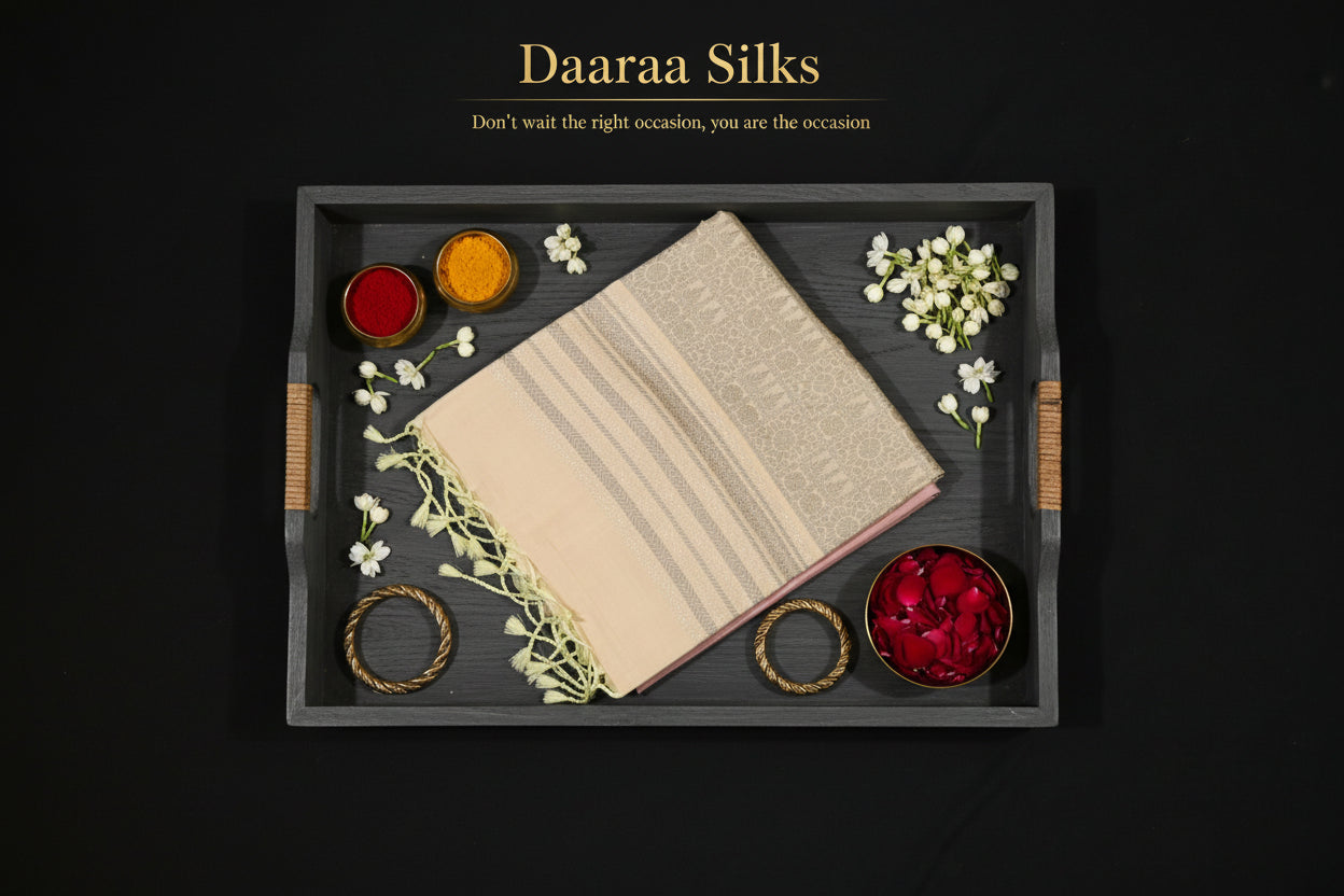 Soft Silk-Body Blush Pink-Pallu and Border-Warm Champagne Beige