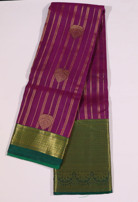 Kanchi Soft Silk Saree – Deep Magenta Body with Bottle Green Border