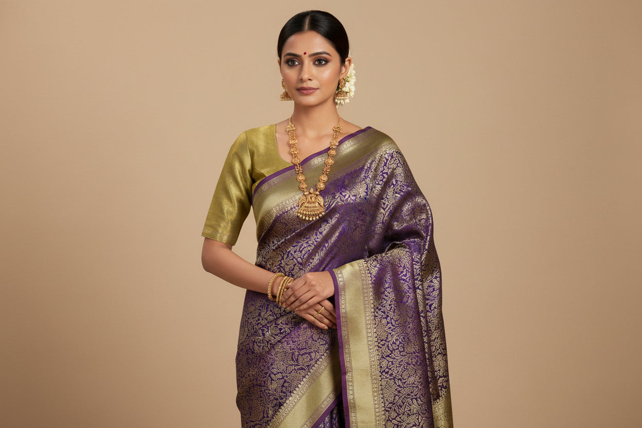 Brocade Silk-Body-Rich Royal Purple