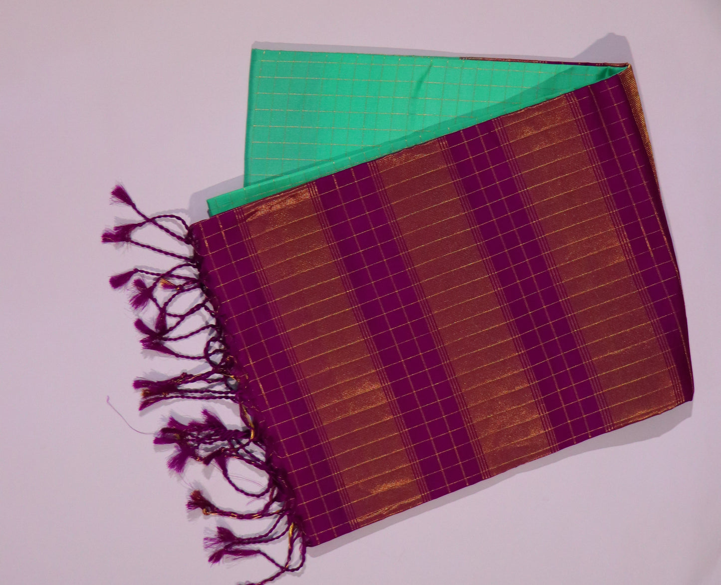 Soft Silk-Body-Fresh Sea Green-Border-Rich Deep Wine