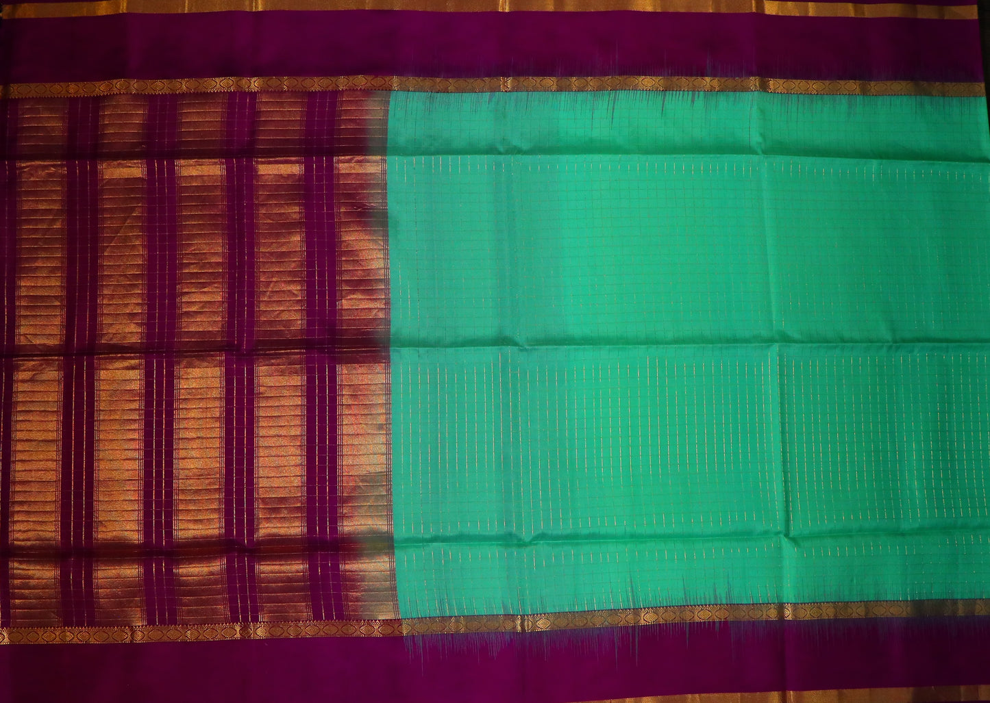 Soft Silk-Body-Fresh Sea Green-Border-Rich Deep Wine