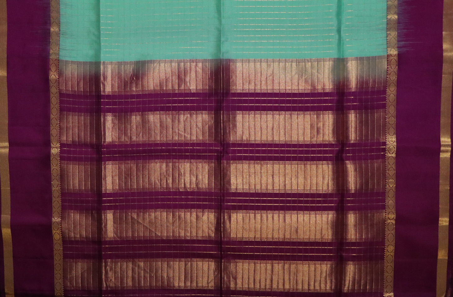 Soft Silk-Body-Fresh Sea Green-Border-Rich Deep Wine