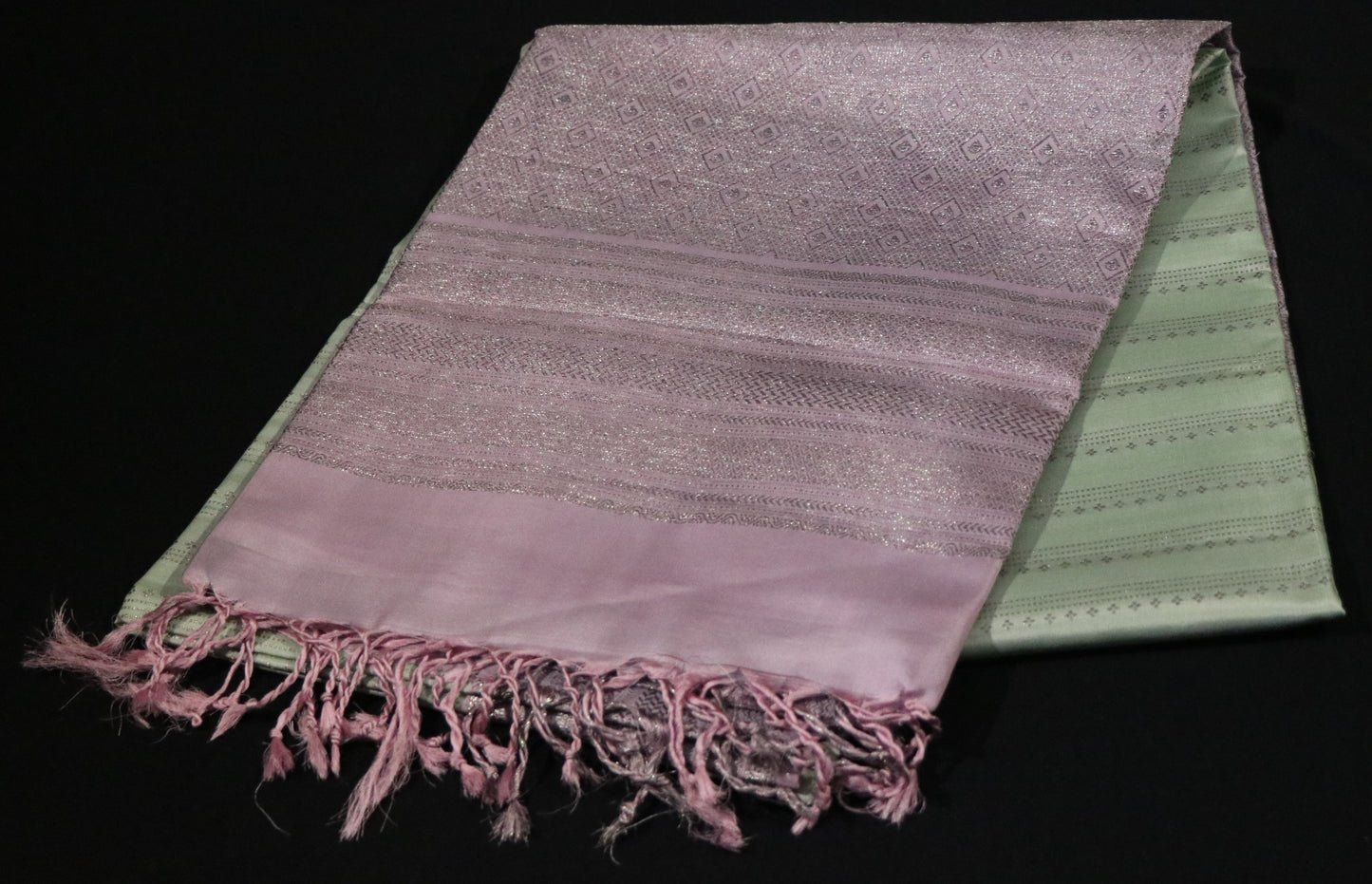 Kanchi Soft Silk Saree – Pastel Mint Green Body with Soft Blush Pink Border