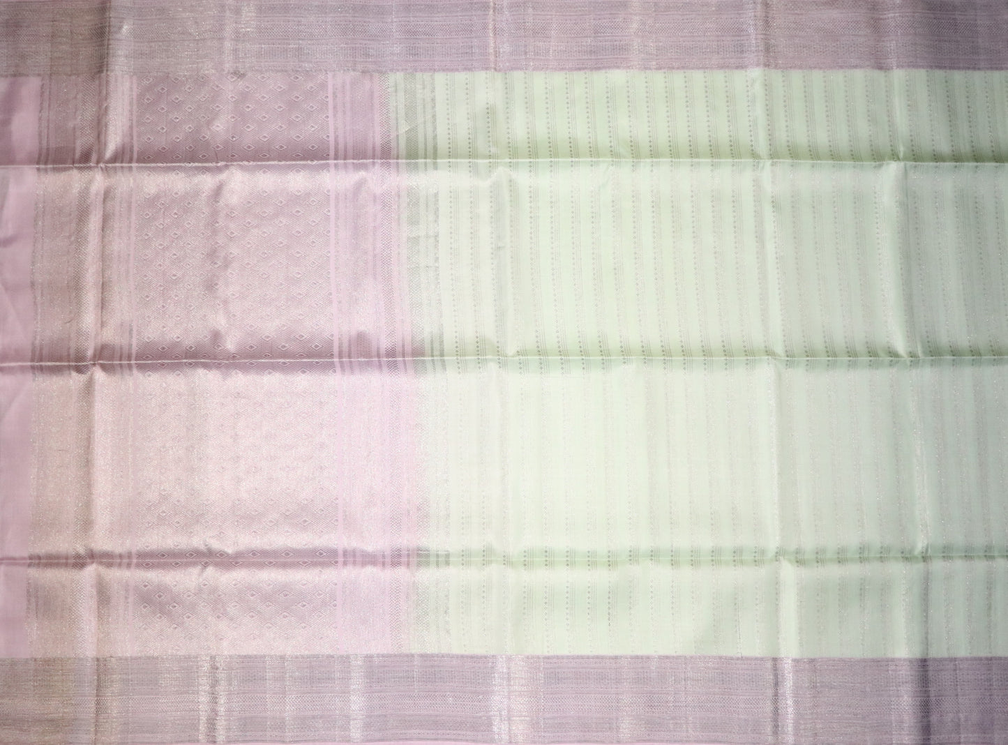 Kanchi Soft Silk Saree – Pastel Mint Green Body with Soft Blush Pink Border