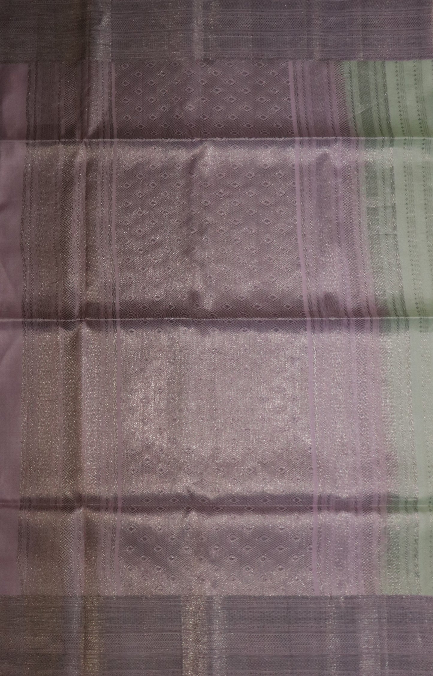 Kanchi Soft Silk Saree – Pastel Mint Green Body with Soft Blush Pink Border