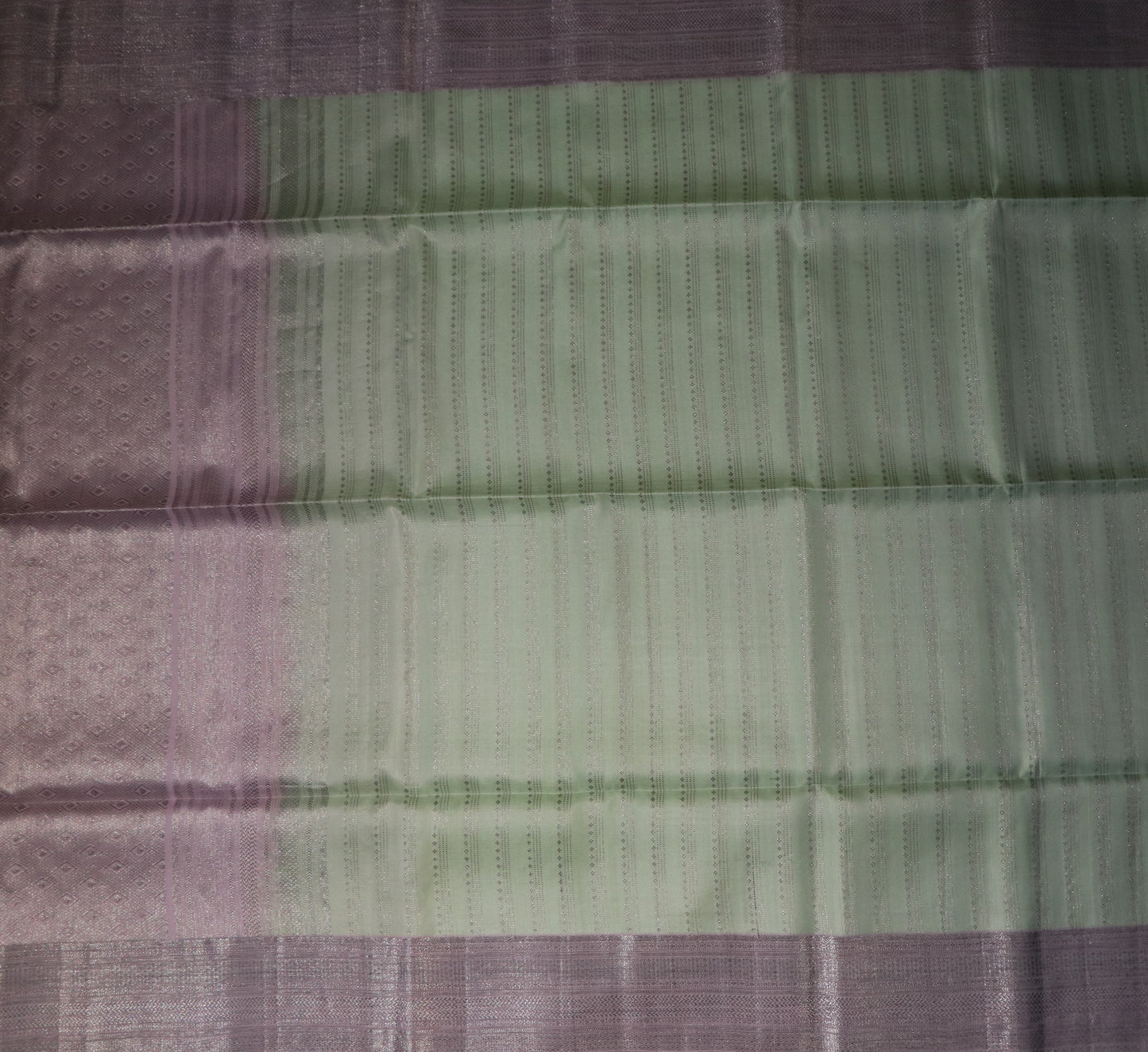 Kanchi Soft Silk Saree – Pastel Mint Green Body with Soft Blush Pink Border