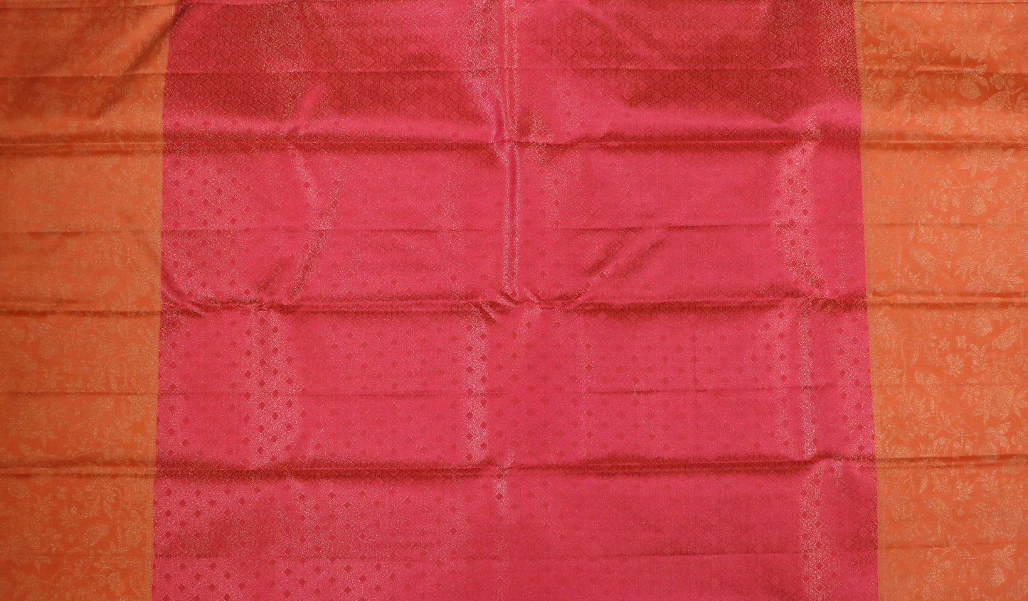 Brocade Silk-Body Pink- Border Orange-Peach Gold