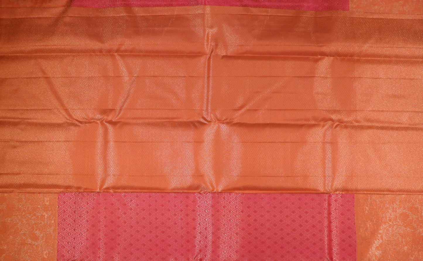 Brocade Silk-Body Pink- Border Orange-Peach Gold