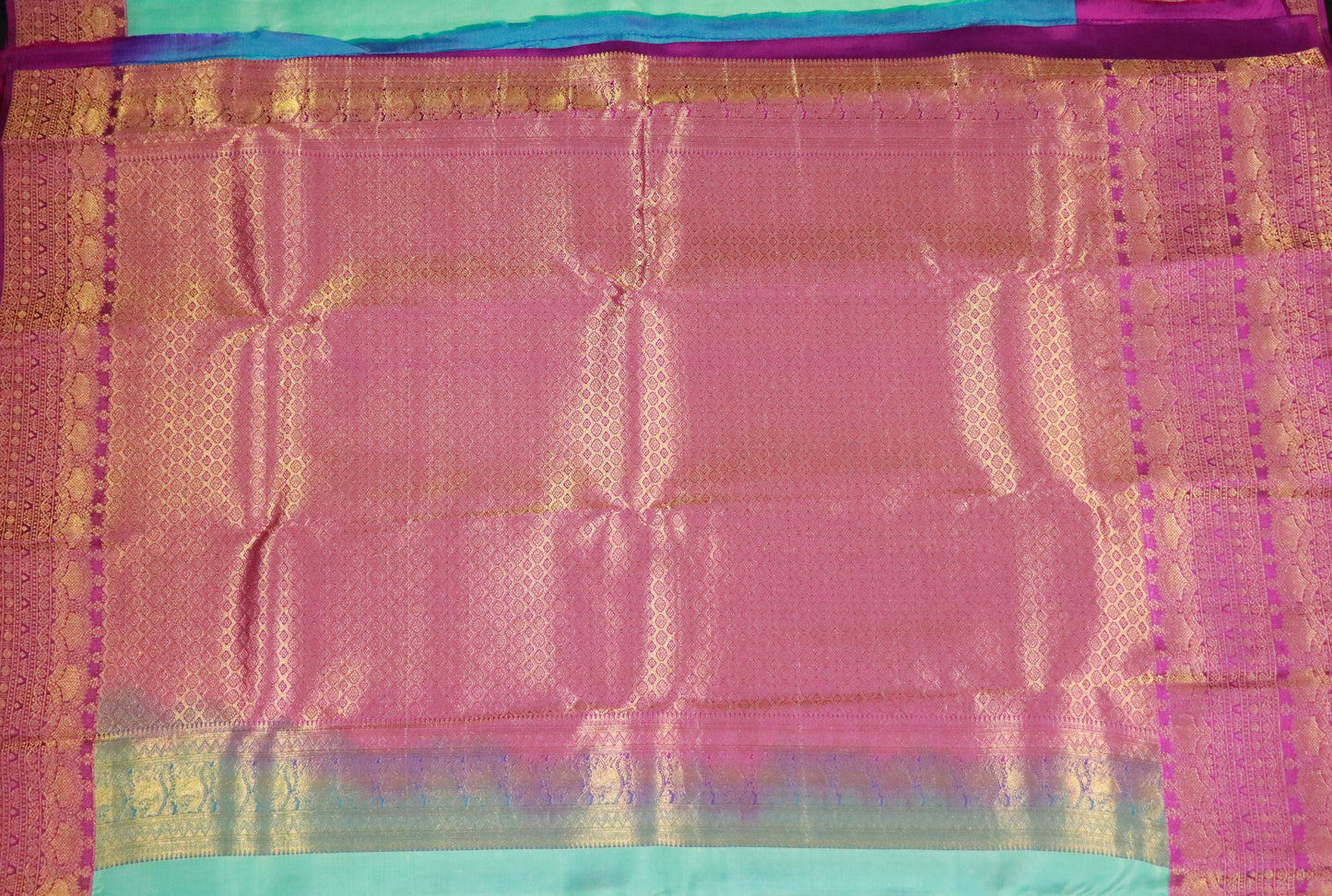 Kanchi Silk-Body-Sea Green-Border-Deep Maaron