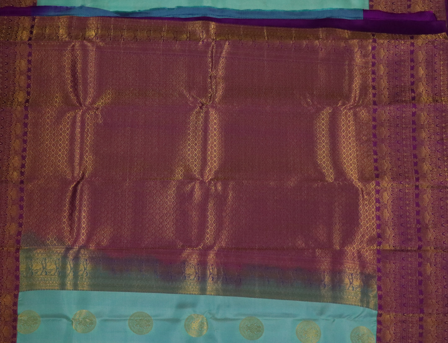Kanchi Silk-Body-Sea Green-Border-Deep Maaron