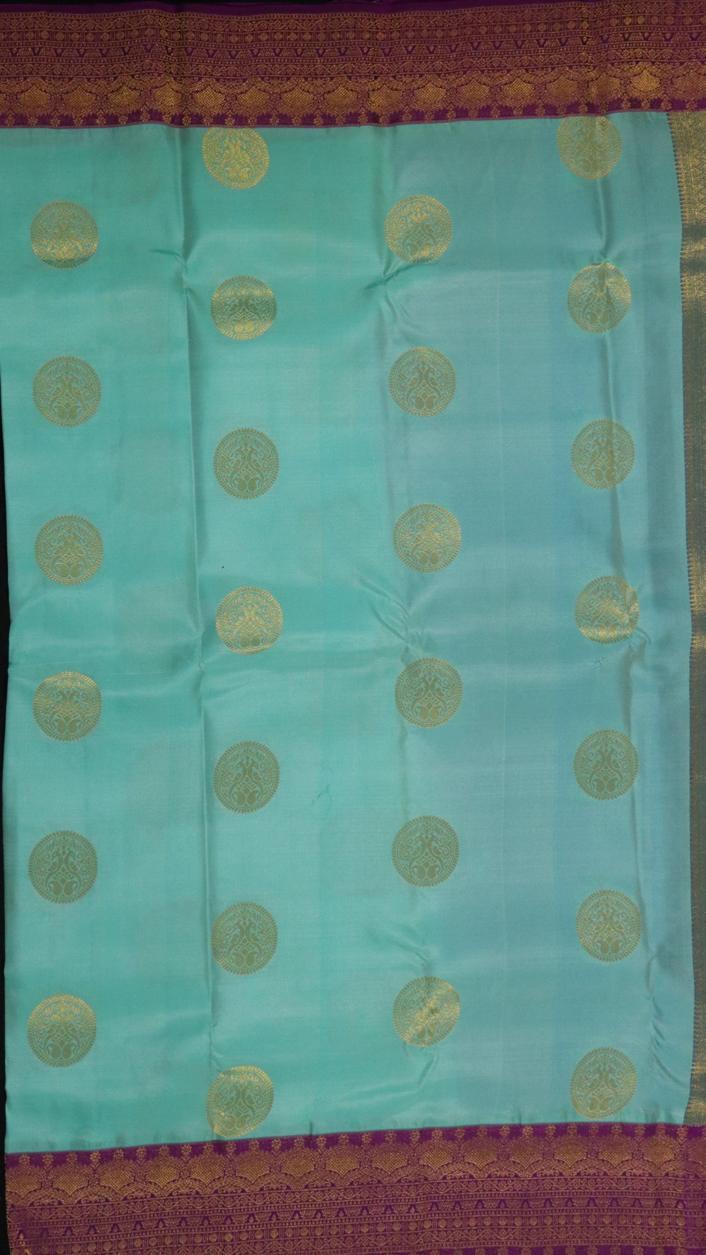 Kanchi Silk-Body-Sea Green-Border-Deep Maaron