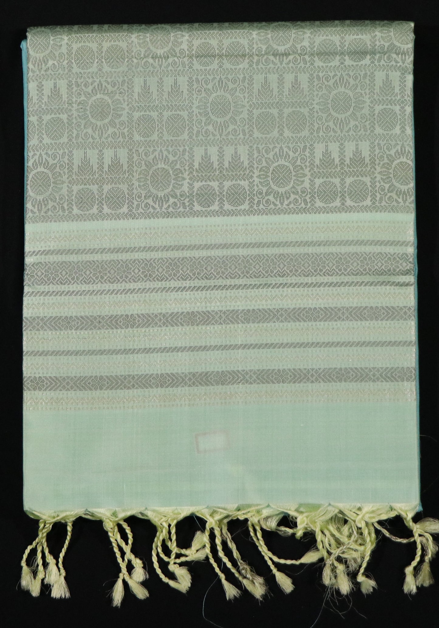 Kanchi Soft Silk Saree – Teal Blue Body with Olive Green Border