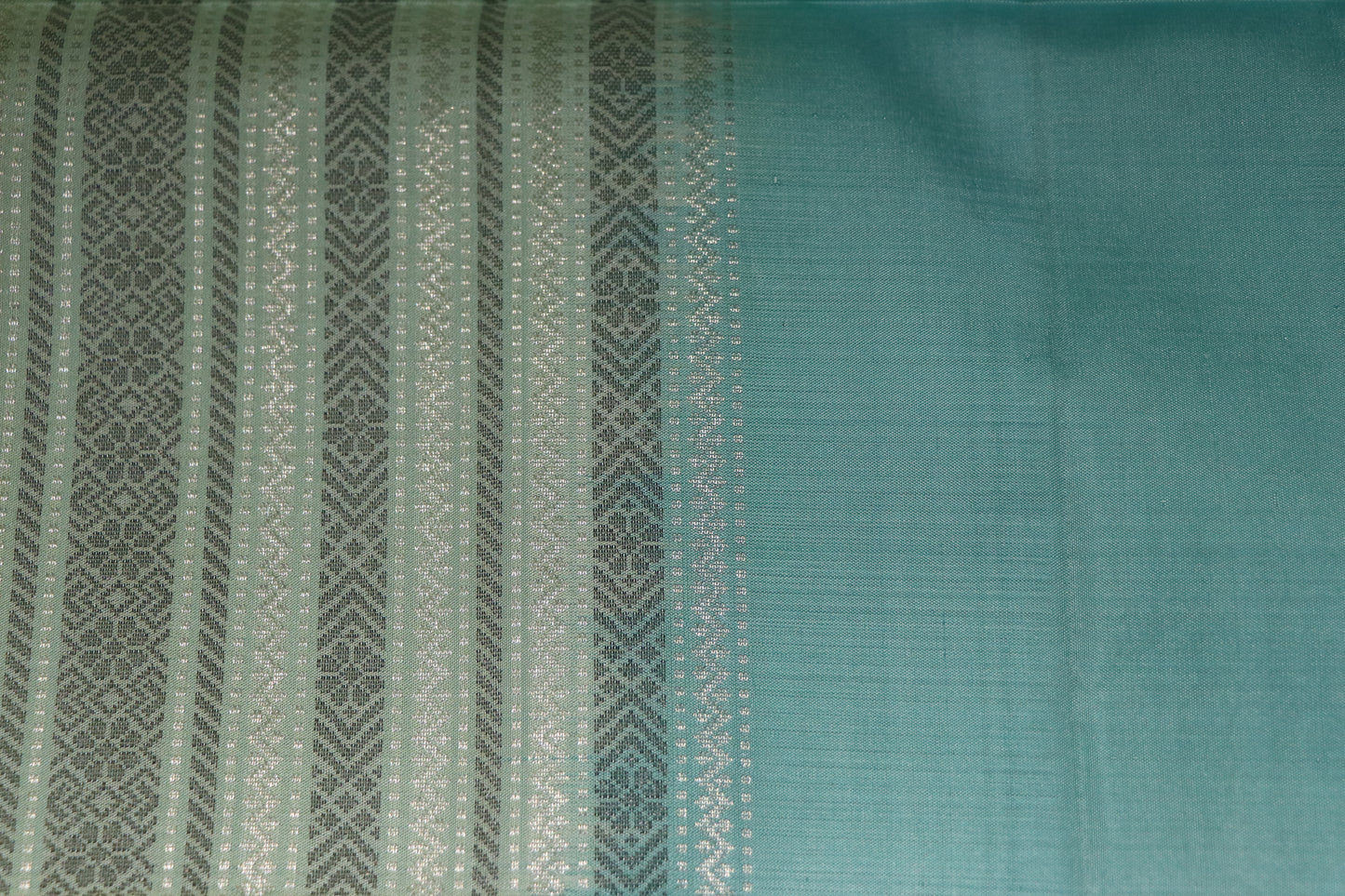 Kanchi Soft Silk Saree – Teal Blue Body with Olive Green Border