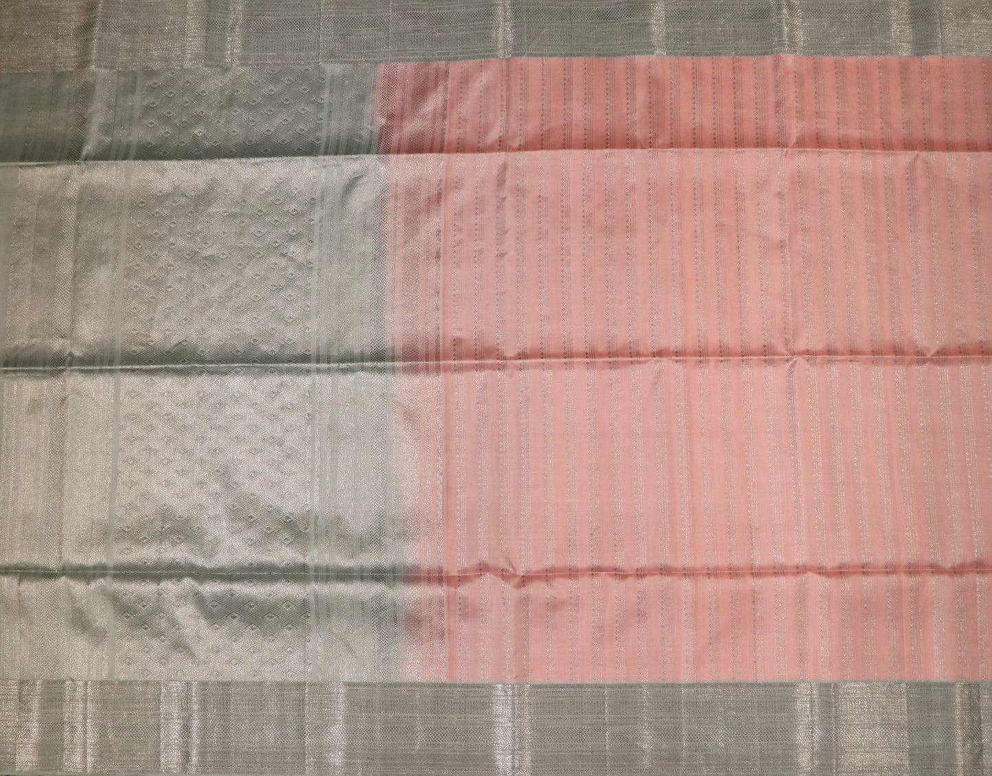 Soft Silk-Body-Pink-Pallu Soft Silver Grey