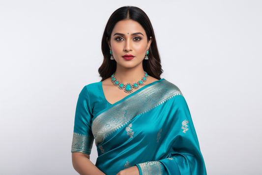 Banarasse Sari -Teal Blue