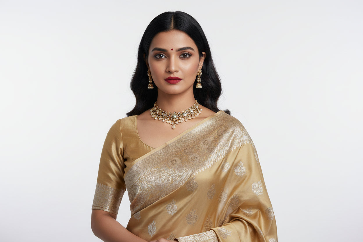 Banarasi Sari – Golden Beige