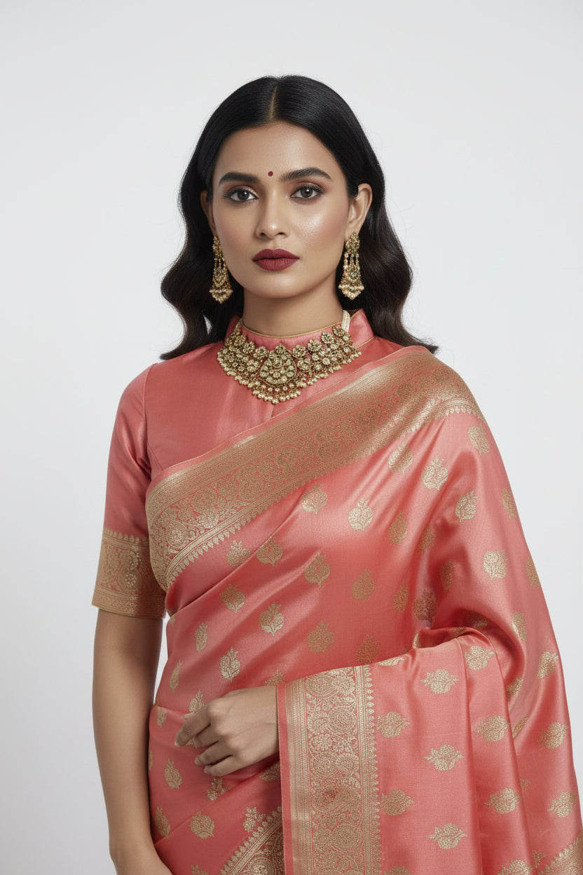 Banarasi Sari-Soft Peach