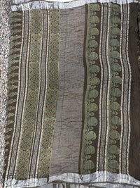 Linen Saree – Greenish Brown