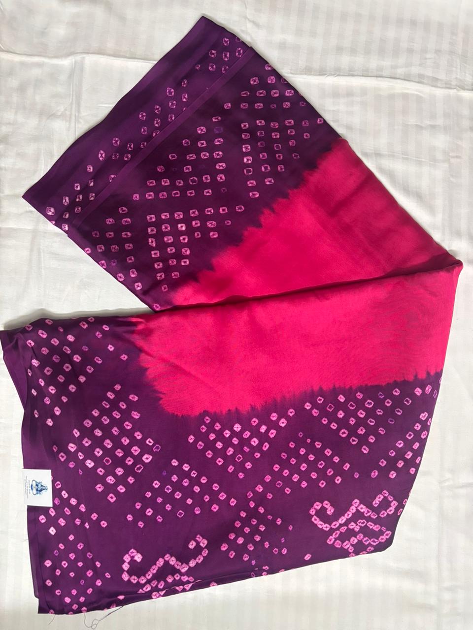 Modal Silk  Red & Violet Bandhini Chakkar -Lagadi Pallu
