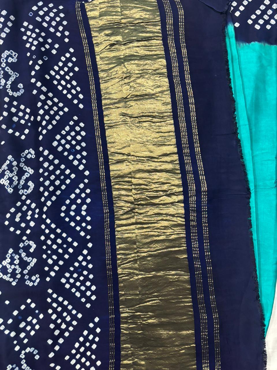 Modal Silk Blue & Green -Bandhini Chakkar - Lagadi Pallu