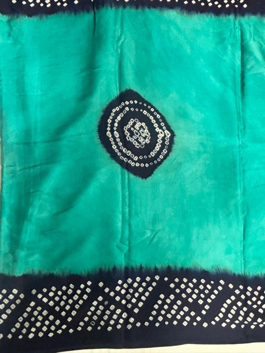 Modal Silk Blue & Green -Bandhini Chakkar - Lagadi Pallu