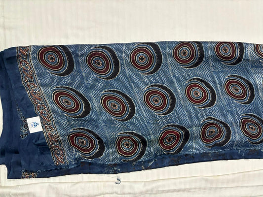Ajrak Modal Saree - Indigo Blue