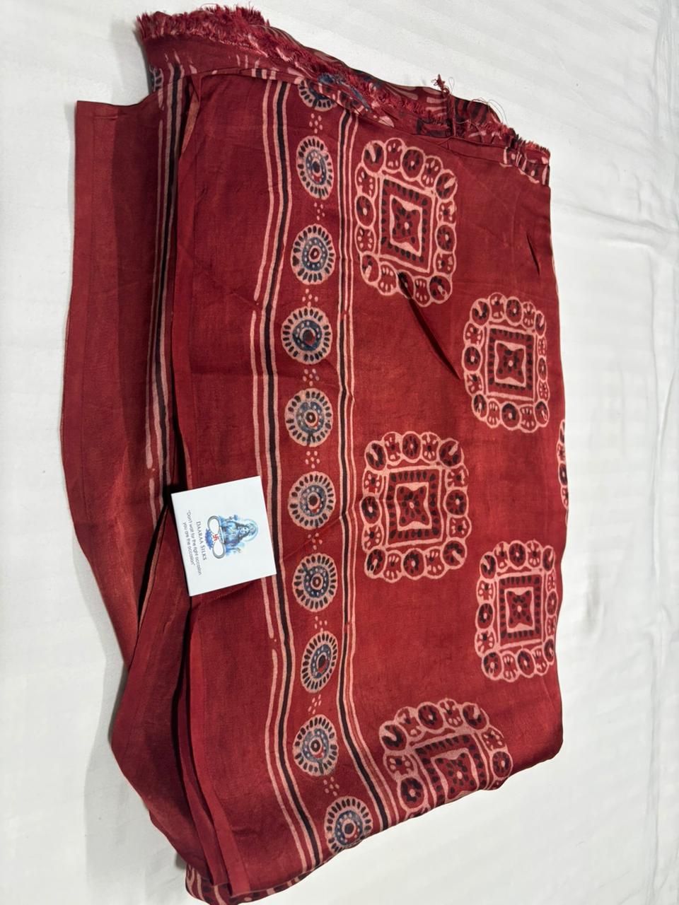 Ajrak Modal Saree - Red