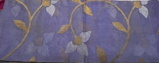 Dhaka Muslin Silk Jamdani Saree - Violet with Floral Weave
