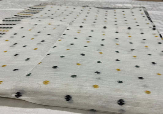 Dhaka Jamdani Saree – White Base with All-Over Black & Beige Boota