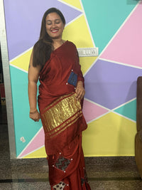 Modal Saree with Mushroo Patch – Brick Red