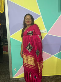 Modal Saree with Mushroo Patch – Rani Pink