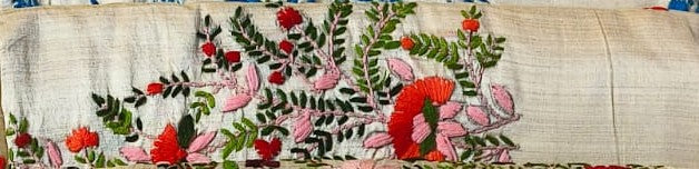 Assam Tussar Silk Saree | Kashmiri Pink & Orange Floral Embroidery | Beige – Daaraa Silks (Copy)