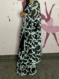 Black Chikankari Georgette Saree