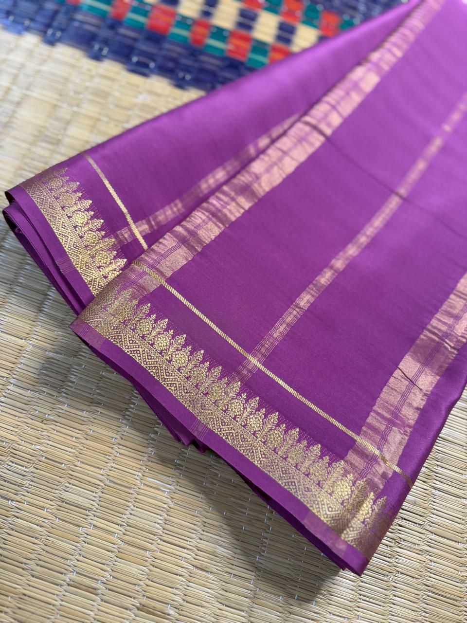 Chandrika 1D – Pure Mysore Crepe Silk Saree | Plum Colour