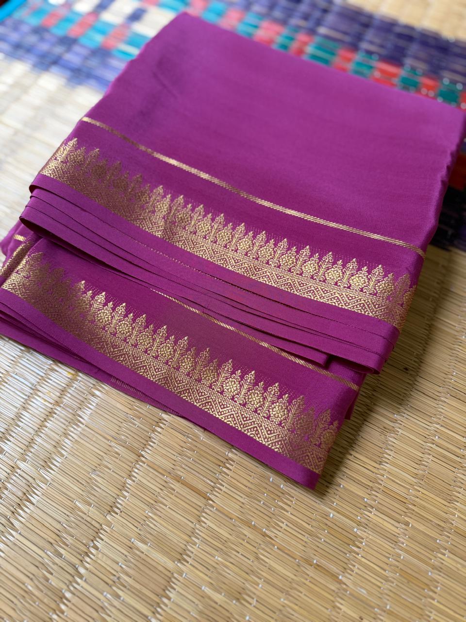 Chandrika 1D – Pure Mysore Crepe Silk Saree | Plum Colour