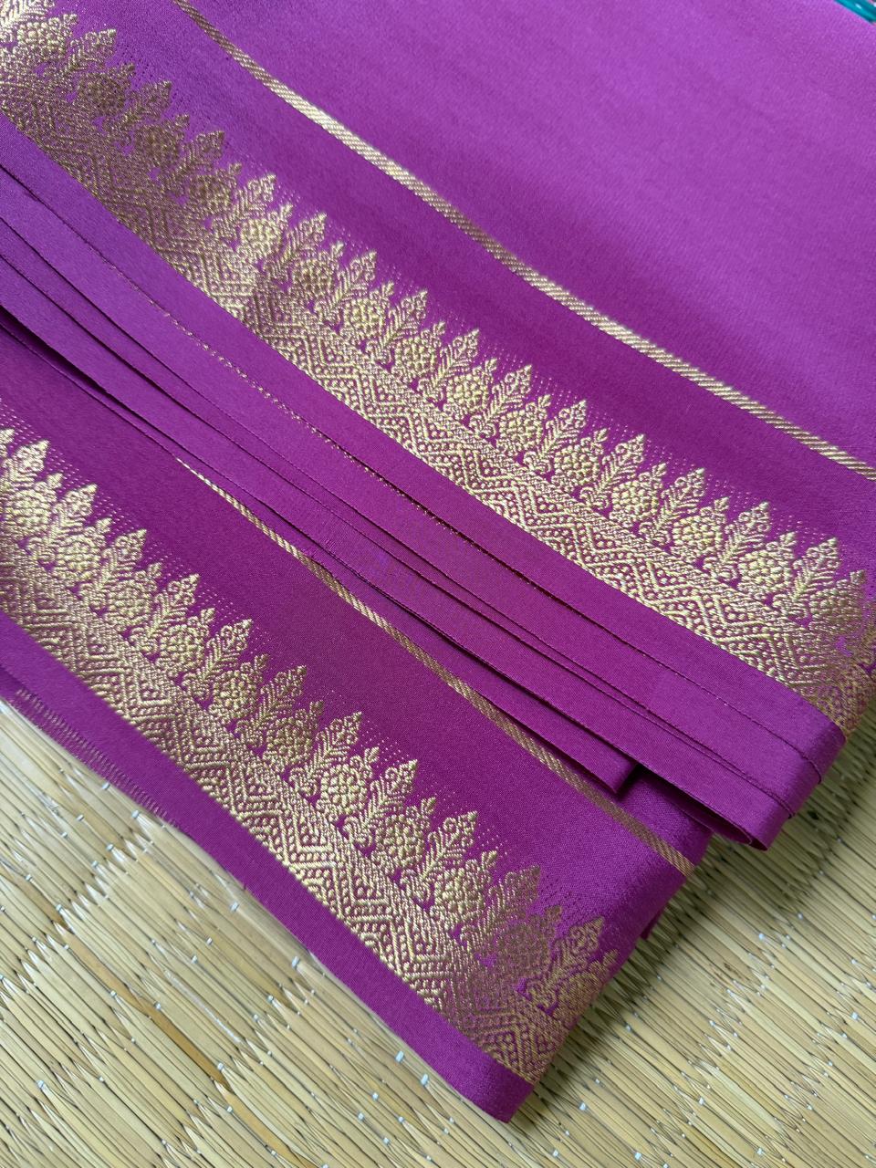 Chandrika 1D – Pure Mysore Crepe Silk Saree | Plum Colour