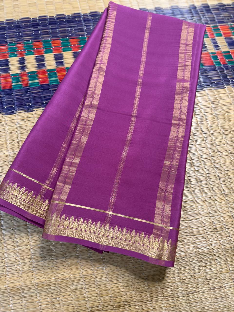Chandrika 1D – Pure Mysore Crepe Silk Saree | Plum Colour