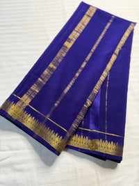 Chandrika 2D – Pure Mysore Crepe Silk Saree | Lavender with Navy Blue Border