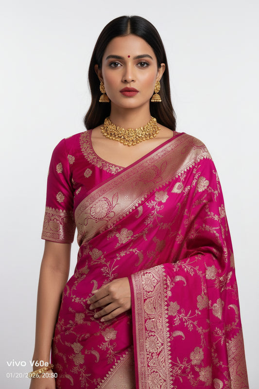 Banarasi Saree-Rani Pink