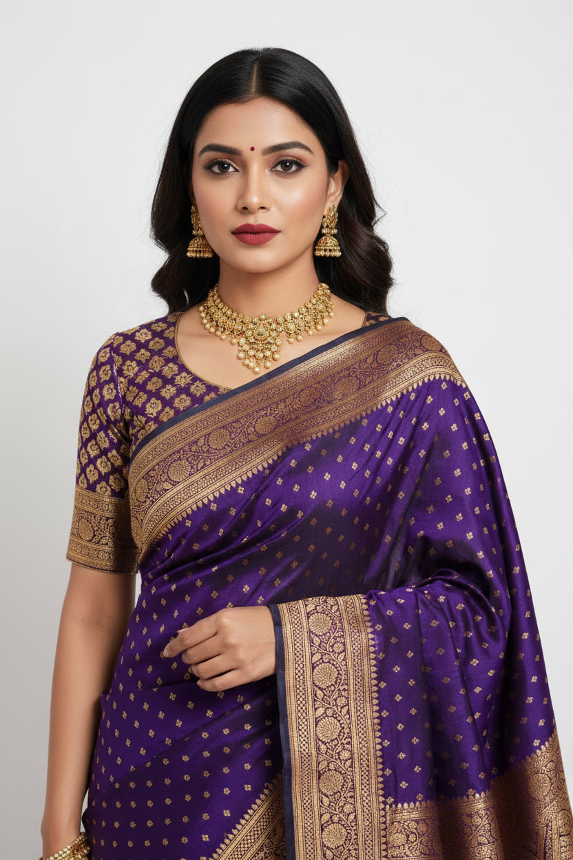 Banarasi Saree-Deep Royal Purple