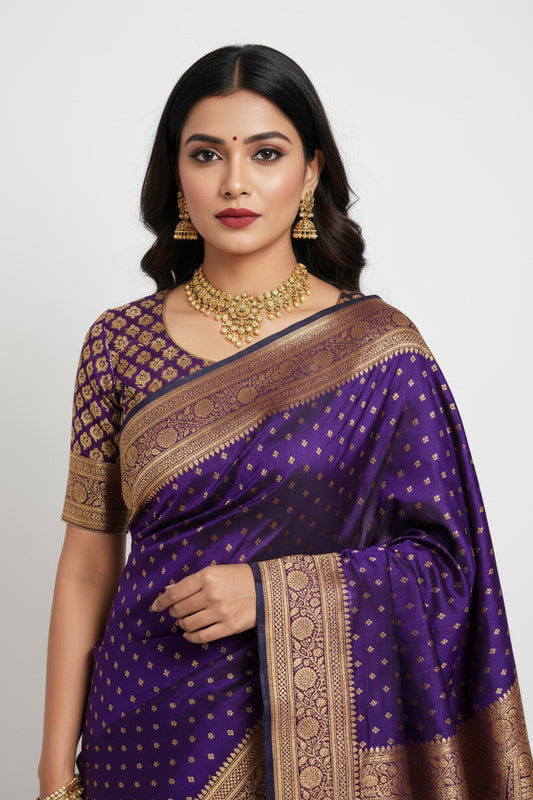 Banarasi Saree-Deep Royal Purple