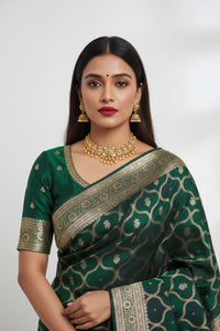 Banarasi Saree – Deep Emerald Green