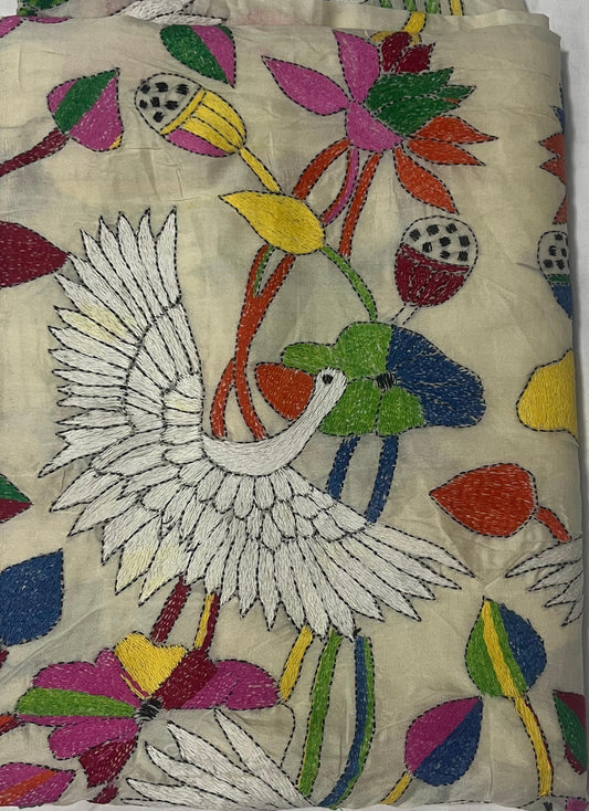 Santiniketan Handcrafted Tussar Silk - Beige