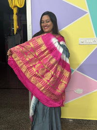 Pure Modal Natural Dye 3D Plain Saree-Grey