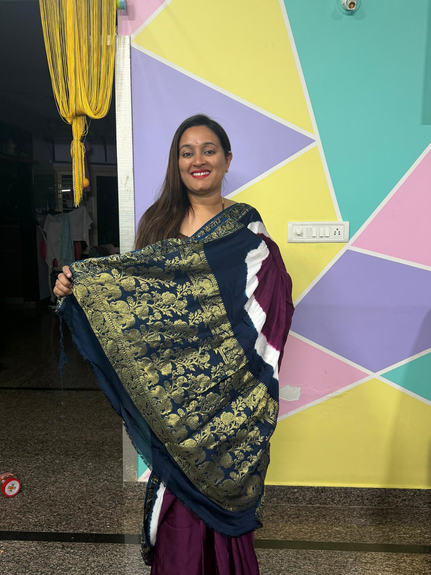 Pure Modal Natural Dye 3D Plain Saree-Violet