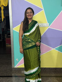 Pure Modal Natural Dye 3D Plain Saree-Parrot Gree