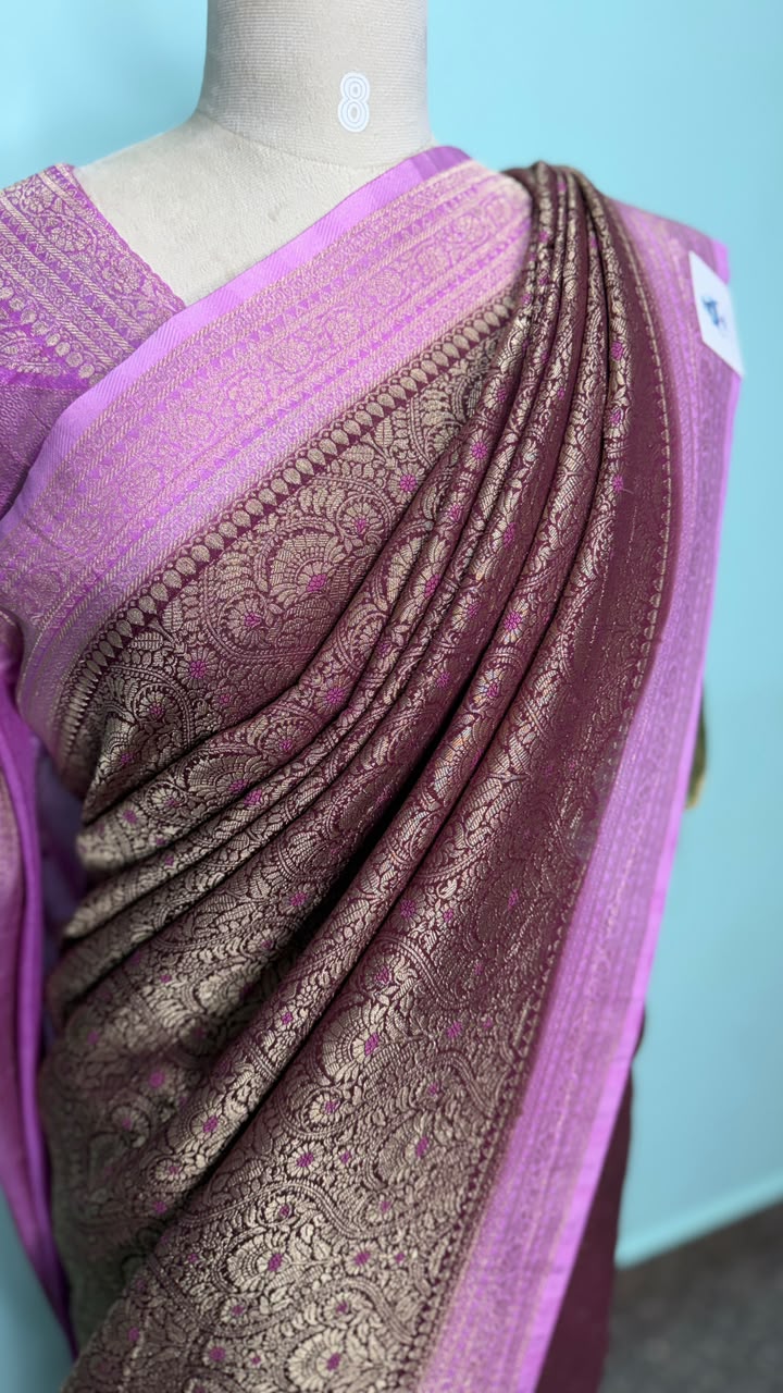 Semi Banarasi Purple with Lavender Border Georgette Saree