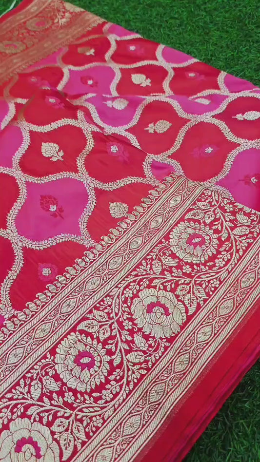 Banarasi Saree – Blush Pink & Red